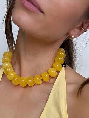 New Yellow Bead Choker Necklace - Women Jewelry